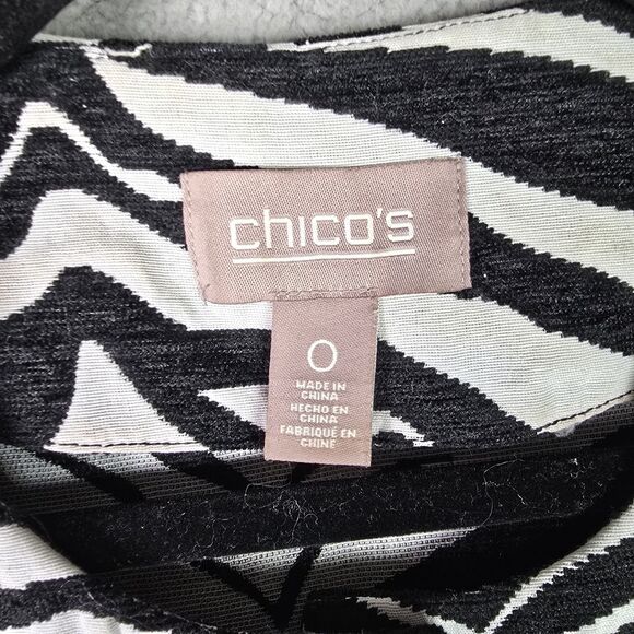 Chicos Zebra Print Knit Blazer Jacket Size 0 Slit Pockets Snap Closure - Picture 5 of 13